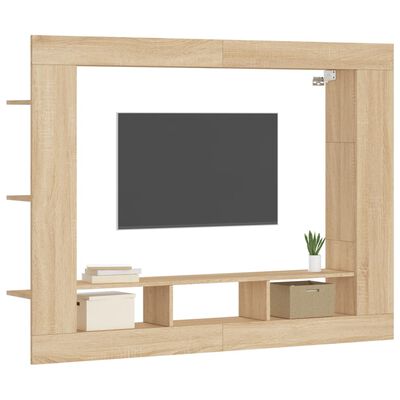 vidaXL Meuble TV chêne sonoma 152x22x113 cm bois d'ingénierie