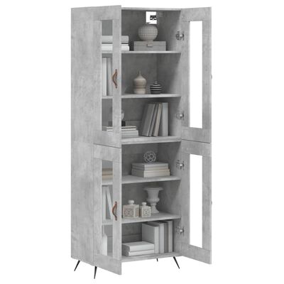 vidaXL Buffet haut Gris béton 69,5x34x180 cm Bois d'ingénierie