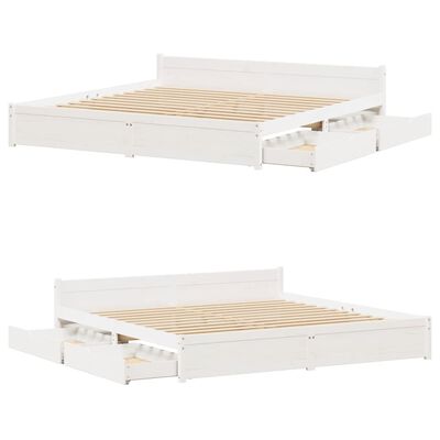 vidaXL Cadre de lit sans matelas blanc 200x200 cm bois massif de pin