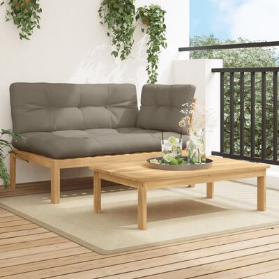 vidaXL Salon palette de jardin avec coussins 2pcs bois d'acacia massif