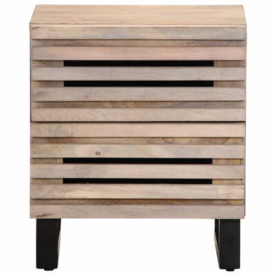 vidaXL Tables de chevet 2 pcs 40x34x46 cm bois manguier massif blanchi