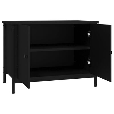 vidaXL Meuble TV avec portes noir 60x35x45 cm bois d'ingénierie