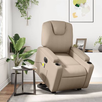 vidaXL Fauteuil inclinable de massage électrique cappuccino similicuir