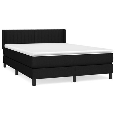 vidaXL Sommier à lattes de lit avec matelas Noir 140x190 cm Tissu