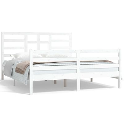 vidaXL Cadre de lit Blanc Bois massif 160x200 cm