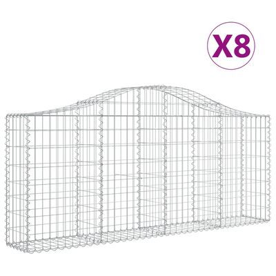 vidaXL Paniers à gabions arqués 8 pcs 200x30x80/100 cm Fer galvanisé