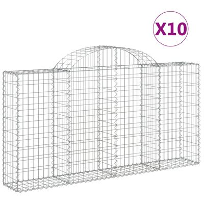 vidaXL Paniers à gabions arqués 10 pcs 200x30x100/120 cm Fer galvanisé