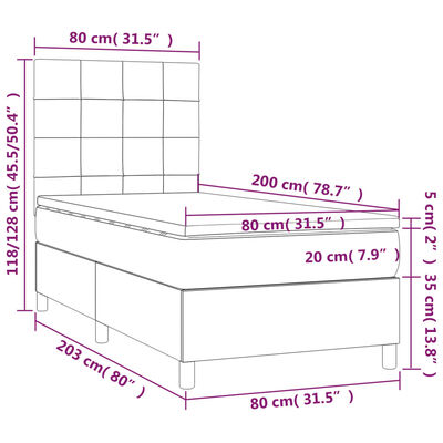 vidaXL Sommier à lattes de lit avec matelas Crème 80x200 cm Tissu