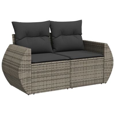 vidaXL Salon de jardin 11 pcs avec coussins gris résine tressée