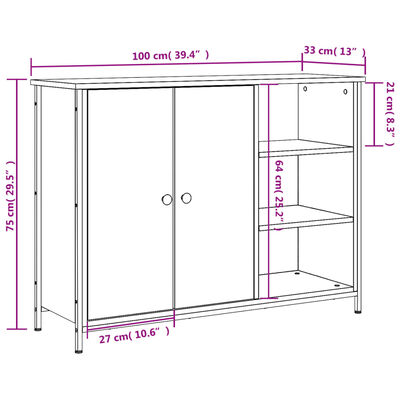 vidaXL Buffet noir 100x33x75 cm bois d'ingénierie