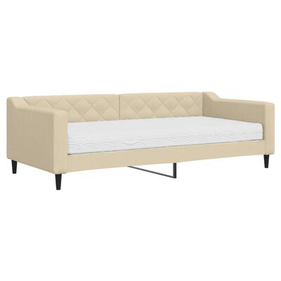 vidaXL Lit de jour avec matelas crème 90x200 cm tissu