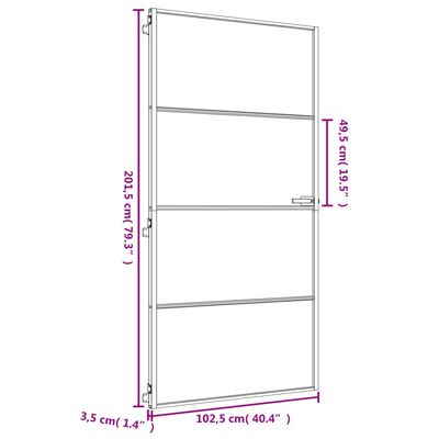 vidaXL Porte intérieure mince doré verre trempé aluminium