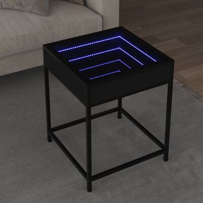 vidaXL Table basse avec LED Infinity noir 40x40x51 cm