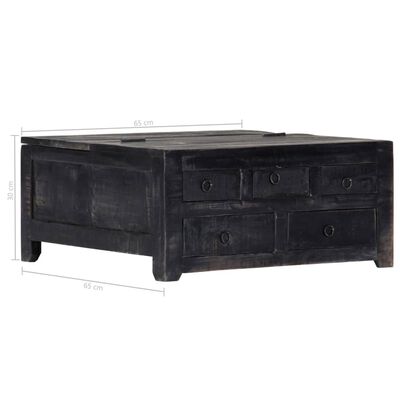 vidaXL Table basse Noir 65x65x30 cm Bois de manguier massif