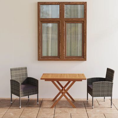 vidaXL Ensemble à dîner de jardin 3 pcs Résine tressée et acacia