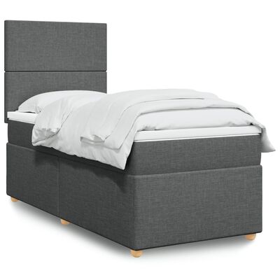 vidaXL Sommier à lattes de lit avec matelas Gris foncé 80x200 cm Tissu