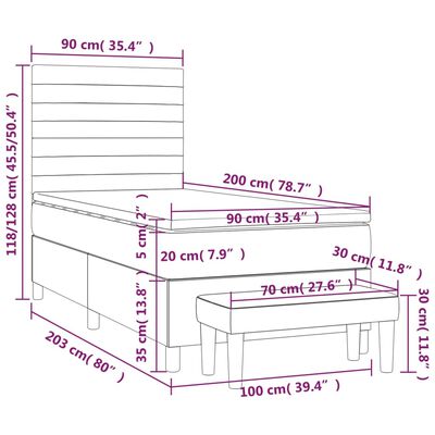 vidaXL Sommier à lattes de lit avec matelas Marron foncé 90x200 cm