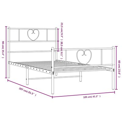 vidaXL Cadre de lit métal sans matelas et pied de lit noir 100x200 cm