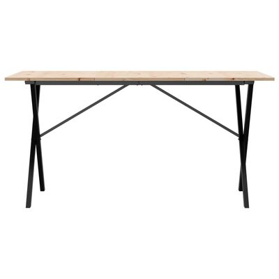 vidaXL Table à manger cadre en X 160x80x75 cm bois de pin massif fonte