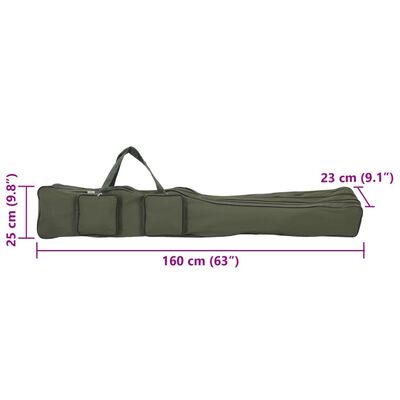 vidaXL Sac de canne à pêche vert foncé 160 cm tissu oxford