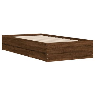 vidaXL Cadre de lit avec tiroirs sans matelas chêne marron 90x200 cm