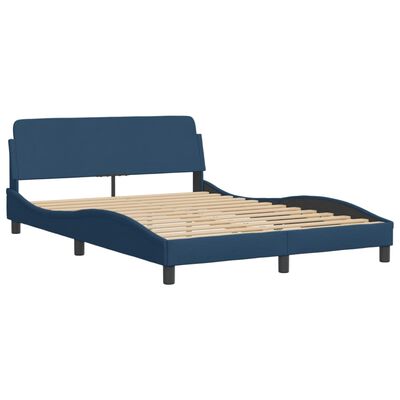 vidaXL Cadre de lit avec tête de lit sans matelas bleu 120x200cm tissu