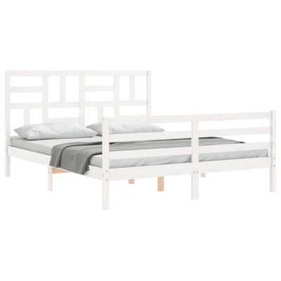 vidaXL Cadre de lit sans matelas blanc bois de pin massif