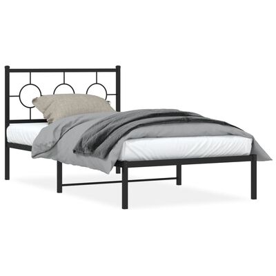 vidaXL Cadre de lit métal sans matelas avec tête de lit noir 100x200cm