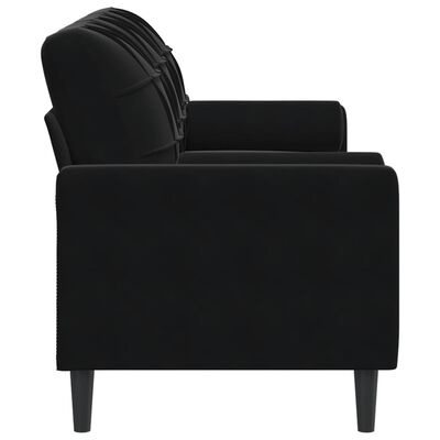 vidaXL Canapé 3 places avec oreillers décoratifs noir 180 cm velours