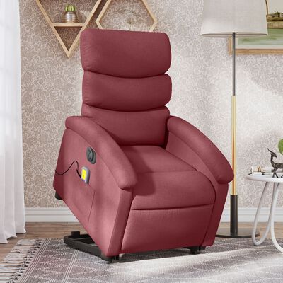 vidaXL Fauteuil inclinable de massage électrique Rouge bordeaux Tissu