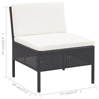 vidaXL Salon de jardin 5 pcs avec coussins Résine tressée Noir