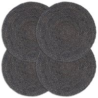 vidaXL Napperons 4 pcs Gris foncé Plain 38 cm Rond Jute