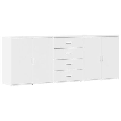 vidaXL Buffets 3 pcs Blanc Bois d'ingénierie