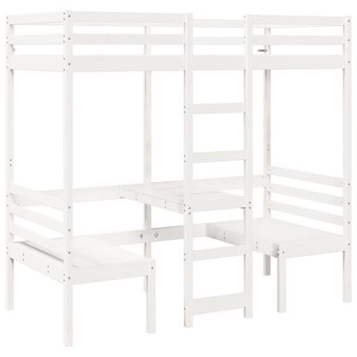 vidaXL Lit mezzanine avec bureau et chaises blanc 90x190 cm pin massif