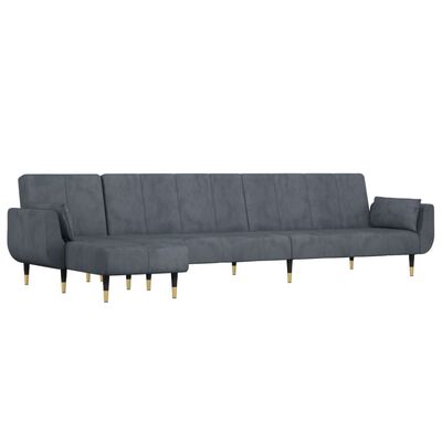 vidaXL Canapé-lit en forme de L gris 275x140x70 cm velours