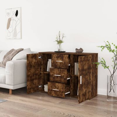 vidaXL Buffet Chêne fumé 91x29,5x65 cm Bois d'ingénierie