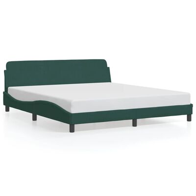 vidaXL Cadre de lit avec tête de lit Vert foncé 180x200 cm Velours