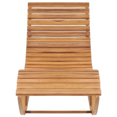 vidaXL Chaise longue à bascule avec coussin Bois de teck solide