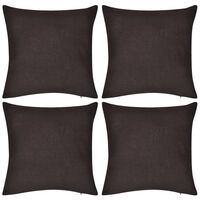 vidaXL Housses de coussin 4 pcs Coton Marron 50x50 cm