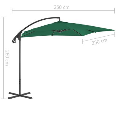 vidaXL Parasol de jardin en porte-à-faux avec mât en acier vert