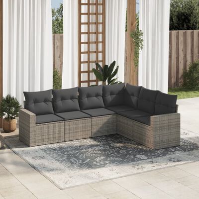 vidaXL Salon de jardin 6 pcs avec coussins gris résine tressée