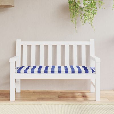 vidaXL Coussin de banc de jardin rayures bleues et blanches 120x50x7cm