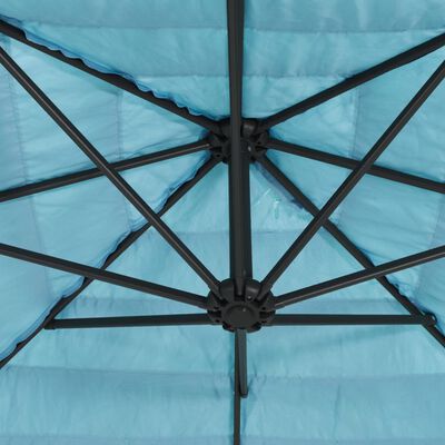 vidaXL Parasol de jardin avec mât en acier bleu 388x388x248 cm