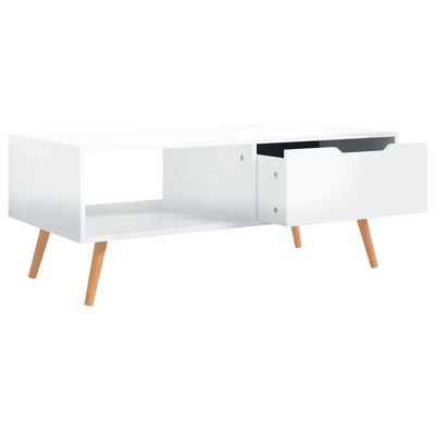 vidaXL Table basse Blanc brillant 100x49,5x43 cm Bois d'ingénierie