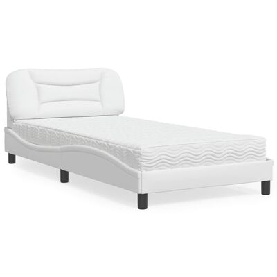 vidaXL Lit avec matelas blanc 100x200 cm similicuir