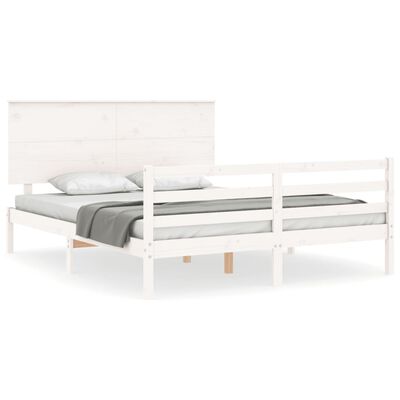 vidaXL Cadre de lit sans matelas blanc bois de pin massif