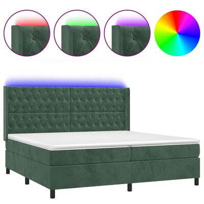 vidaXL Sommier à lattes de lit matelas et LED Vert foncé 200x200 cm