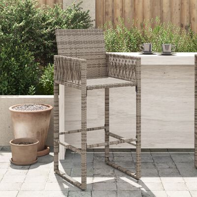 vidaXL Tabourets de bar de jardin lot de 2 gris résine tressée