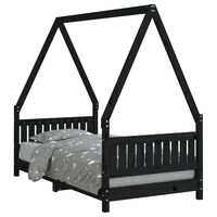 vidaXL Cadre de lit pour enfant noir 80x160 cm bois de pin massif