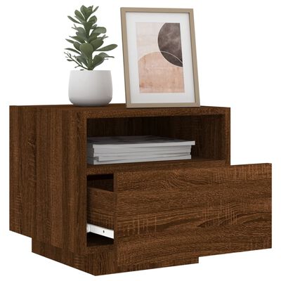 vidaXL Table de chevet avec lumières LED chêne marron 40x39x37 cm